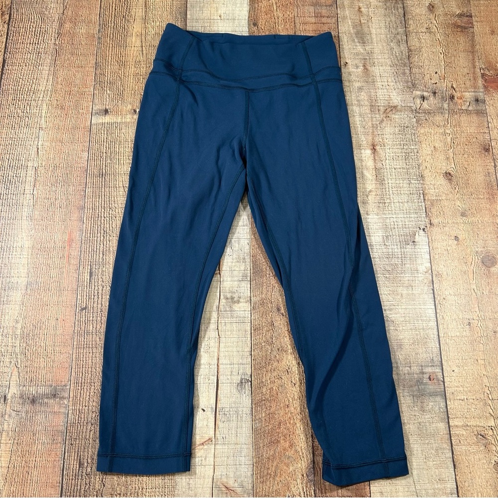 Lululemon Wunder Under Crop Leggings‎ 6 Blue High Rise Luon Yoga Pilates